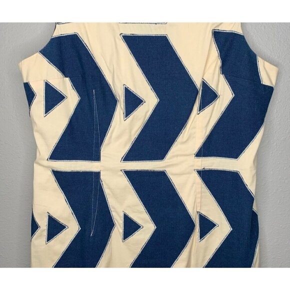 Tracy Reese Anthropologie Sz 6 Geometric Appliqué Denim Style Sheath Dress Blue - Picture 3 of 8